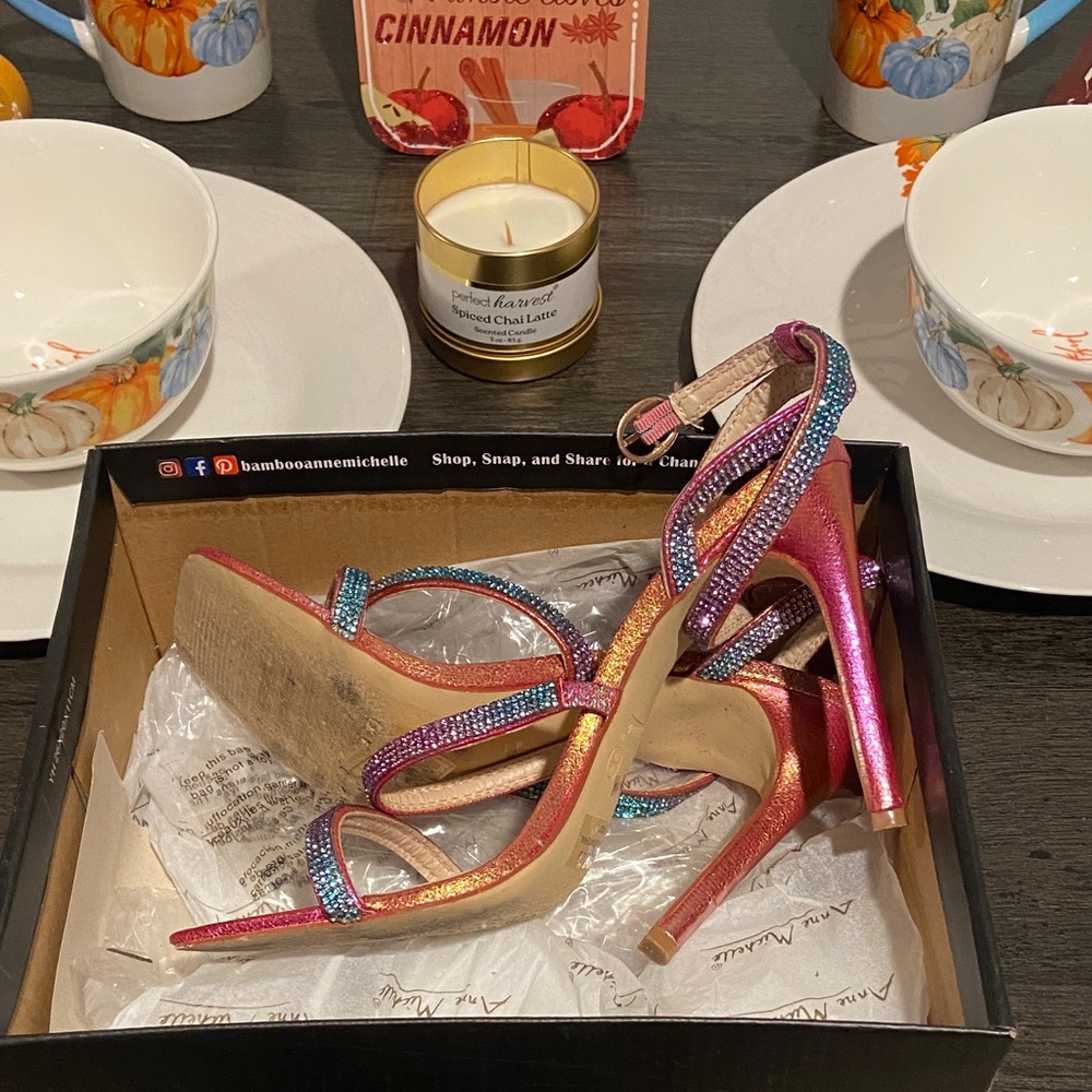 Anne Michelle Pink and Blue Strappy Heels